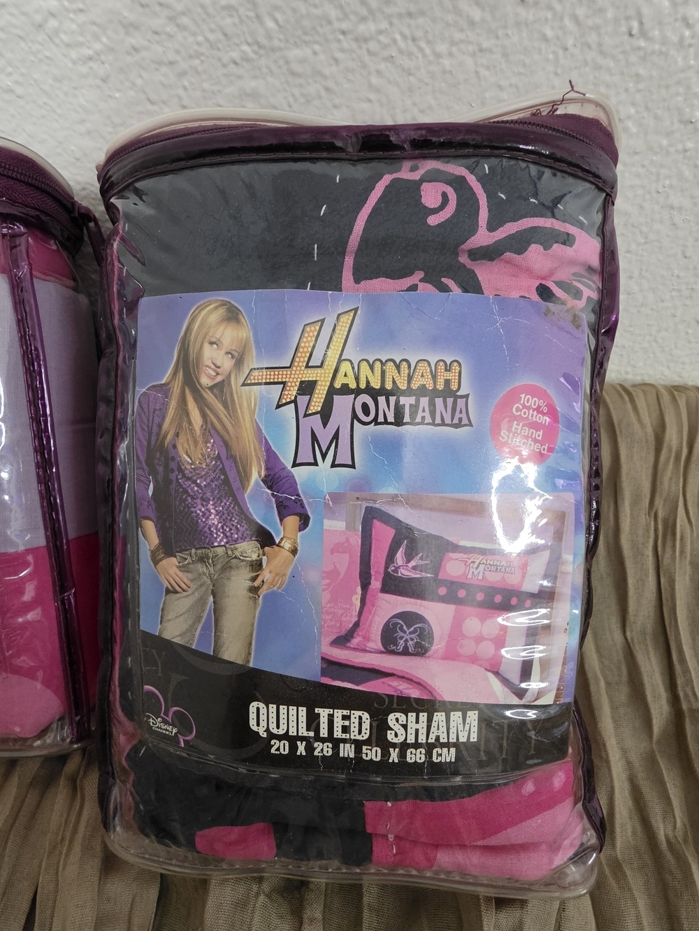 Set 2 Disney Hannah Montana Pillow Shams Pop Rock Hand Stitched 20x26 Vintage - Picture 3 of 16